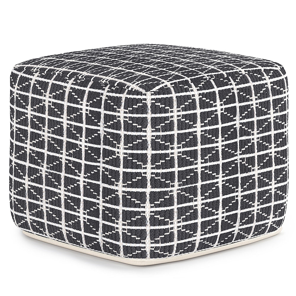 Simpli Home - Noreen Square Pouf - Slate Grey and White_0