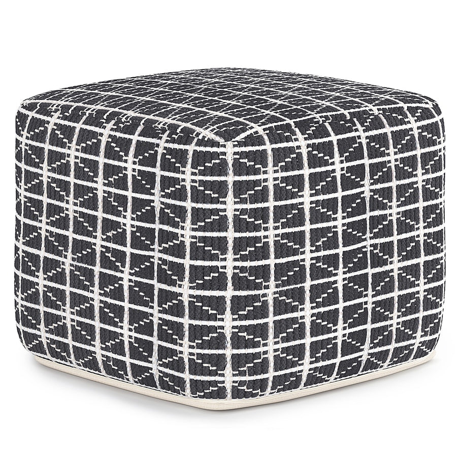 Simpli Home - Noreen Square Pouf - Slate Grey and White_0
