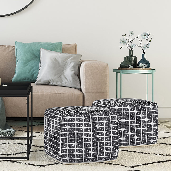 Simpli Home - Noreen Square Pouf - Slate Grey and White_4