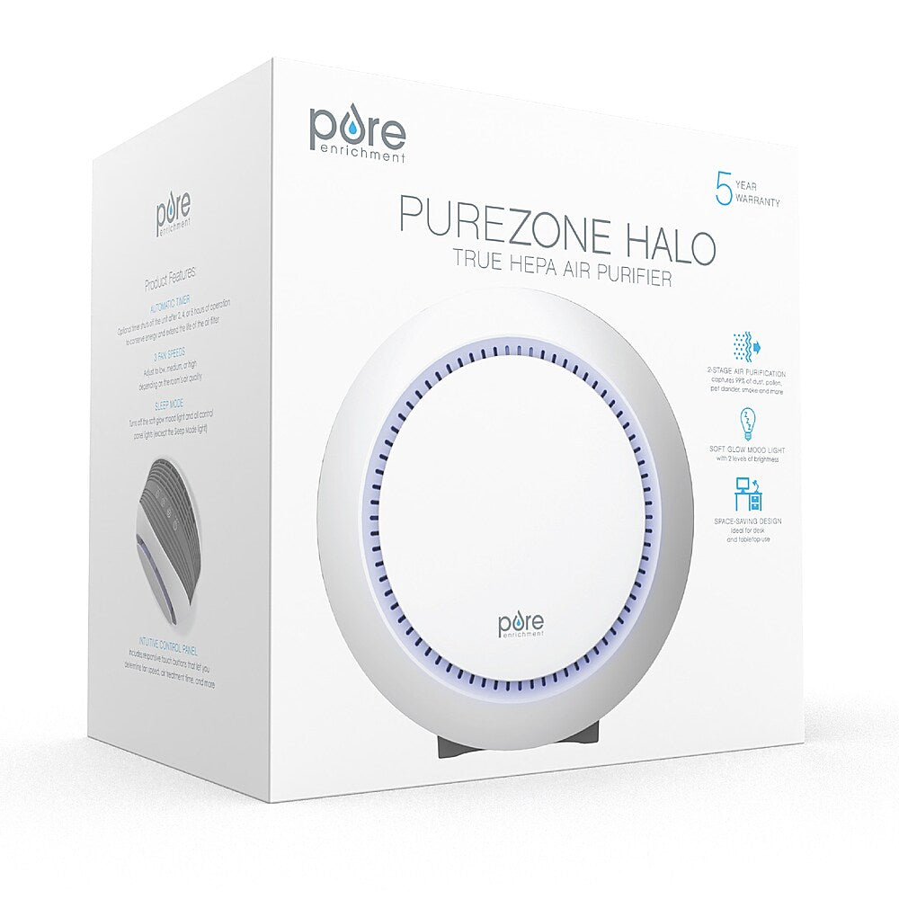 Pure Enrichment - PureZone Halo 100 Sq. Ft 2-in-1 Air Purifier - White_1