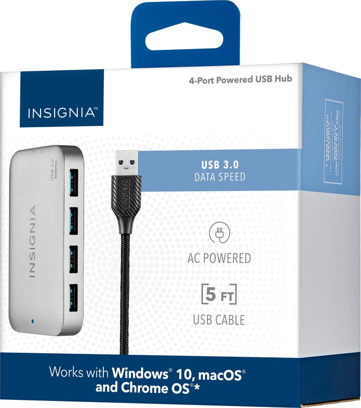 Insignia™ - 4-Port USB 3.0 Powered Hub - Metallic Gray_4