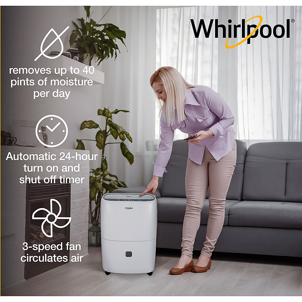 Whirlpool - 40 Pint Dehumidifier - White_1