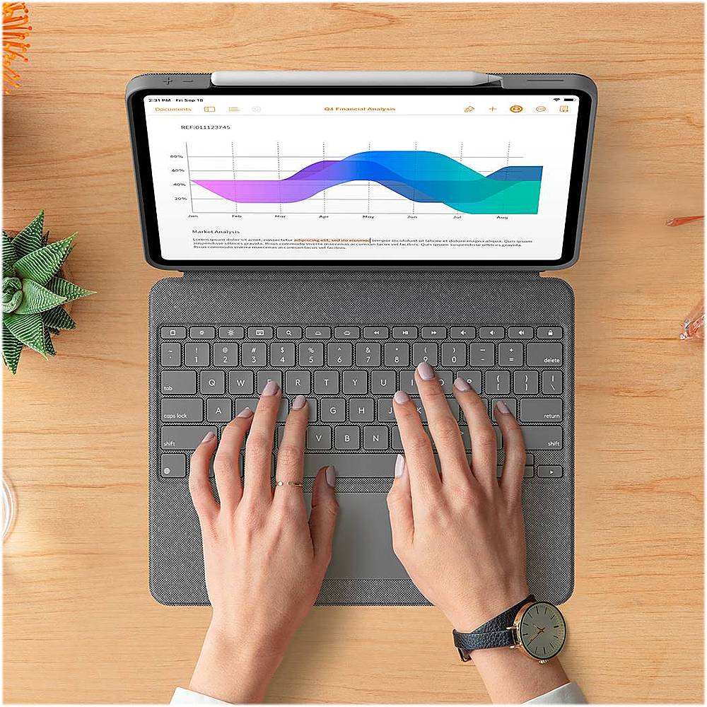 Logitech - Combo Touch Keyboard Folio for Apple iPad Pro 12.9" (5th Gen) with Detachable Backlit Keyboard - Oxford Gray_7