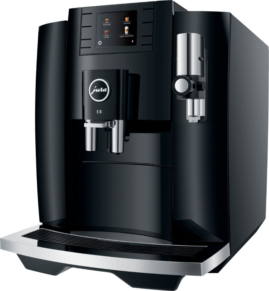 Jura - E8 Single Serve Coffee Maker and Espresso Machine with 15 Bars of Pressure and Integrated Grinder - Piano Black_0