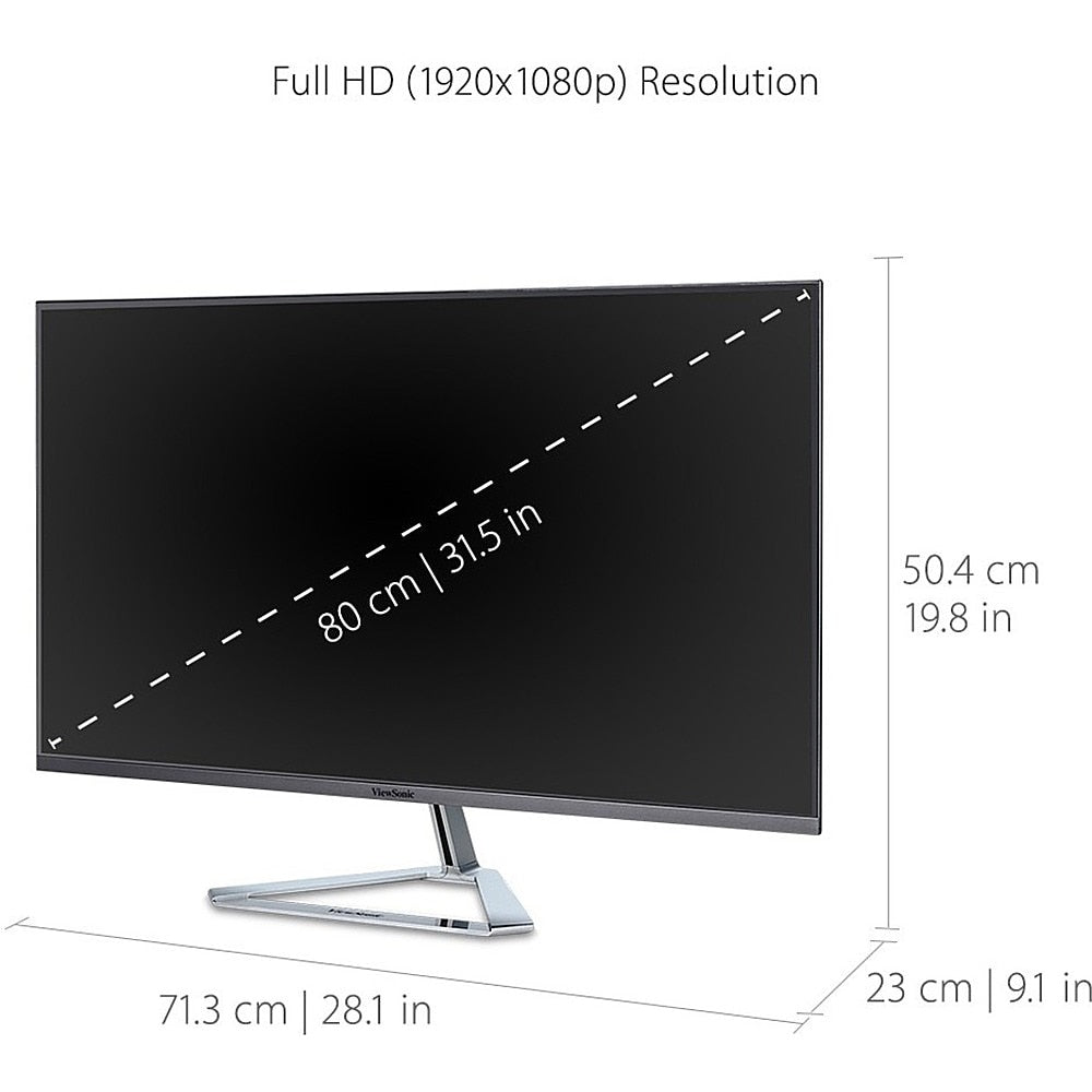 ViewSonic - 31.5 LCD FHD Monitor (DisplayPort VGA, HDMI) - Metallic Silver_4