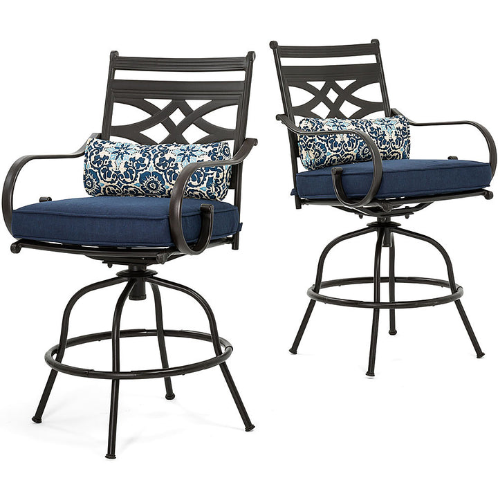 Hanover - Montclair 3-Piece High-Dining Set with 2 Swivel Chairs and a 33-Inch Square Table - Navy/Brown_7