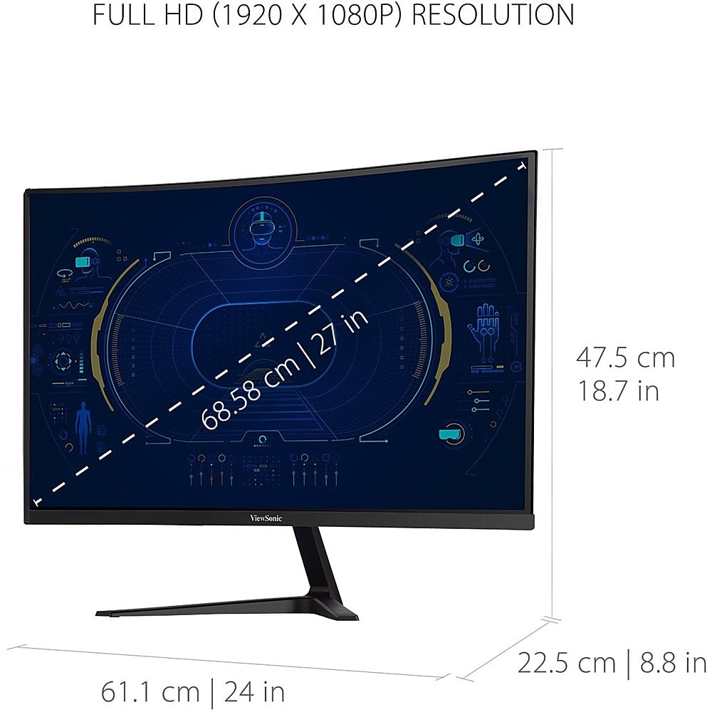 ViewSonic - 27 LCD Curved FHD Monitor (DisplayPort HDMI) - Black_18
