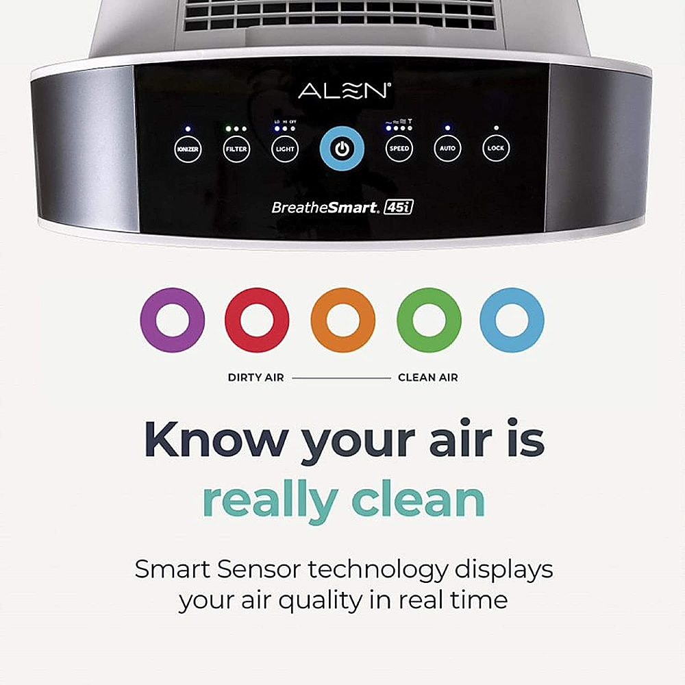 Alen BreatheSmart 45i True HEPA Air Purifier for Large/Medium Rooms, Covers 800 SqFt. - Enhanced App Connectivity - White_2
