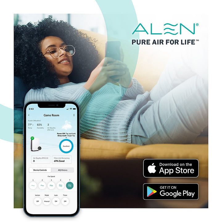Alen BreatheSmart 75i True HEPA Air Purifier for Extra-Large Rooms, Covers 1300 SqFt. Enhanced App Connectivity - White_3