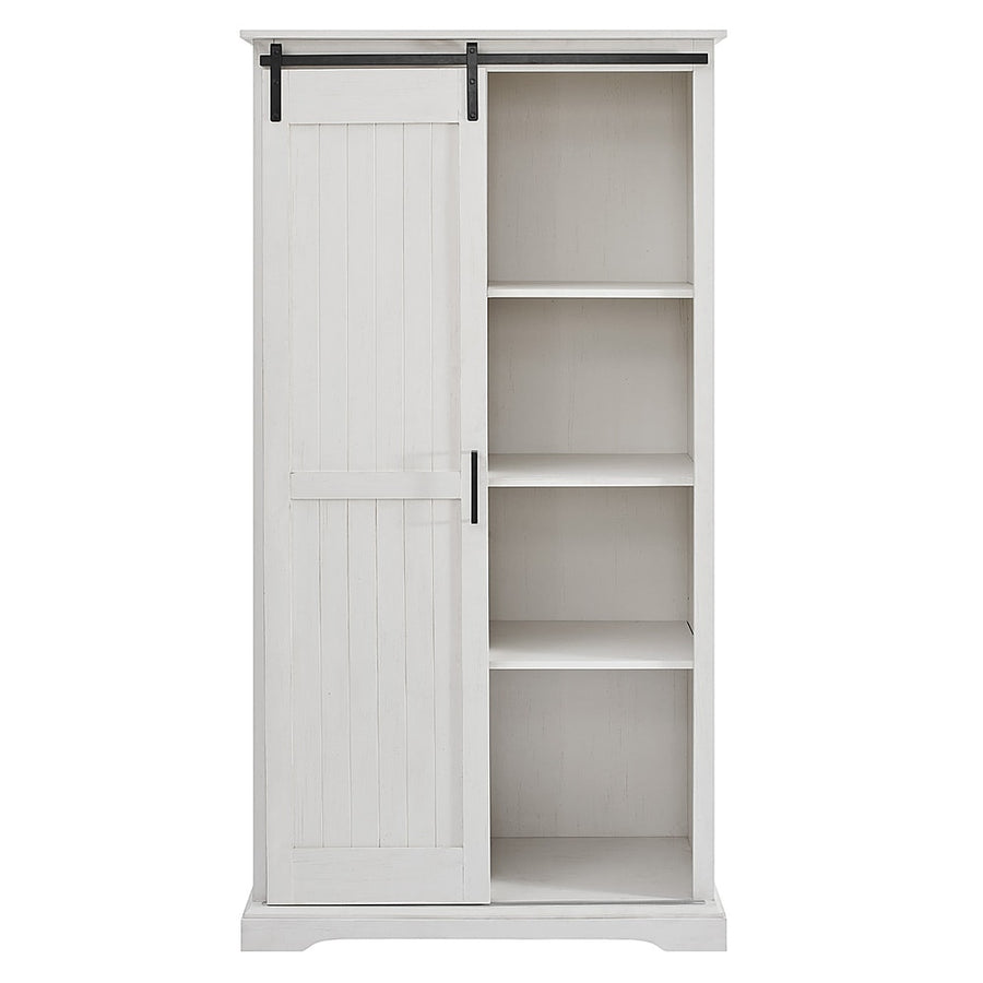 Walker Edison - 68” Modern Farmhouse Sliding Door Storage Cabinet - Brushed white_0