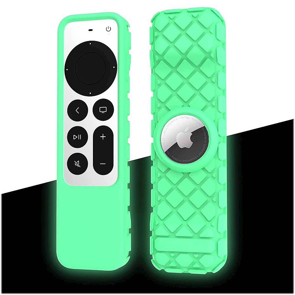 SaharaCase - Apple TV 4K Remote Silicone Case for Apple AirTag - Green Glow_1