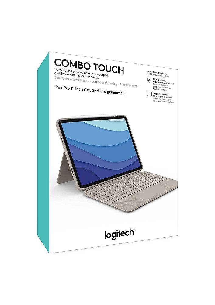 Logitech - Combo Touch iPad Pro Keyboard Folio for Apple iPad Pro 11" (1st, 2nd & 3rd Gen) with Detachable Backlit Keyboard - Sand_1