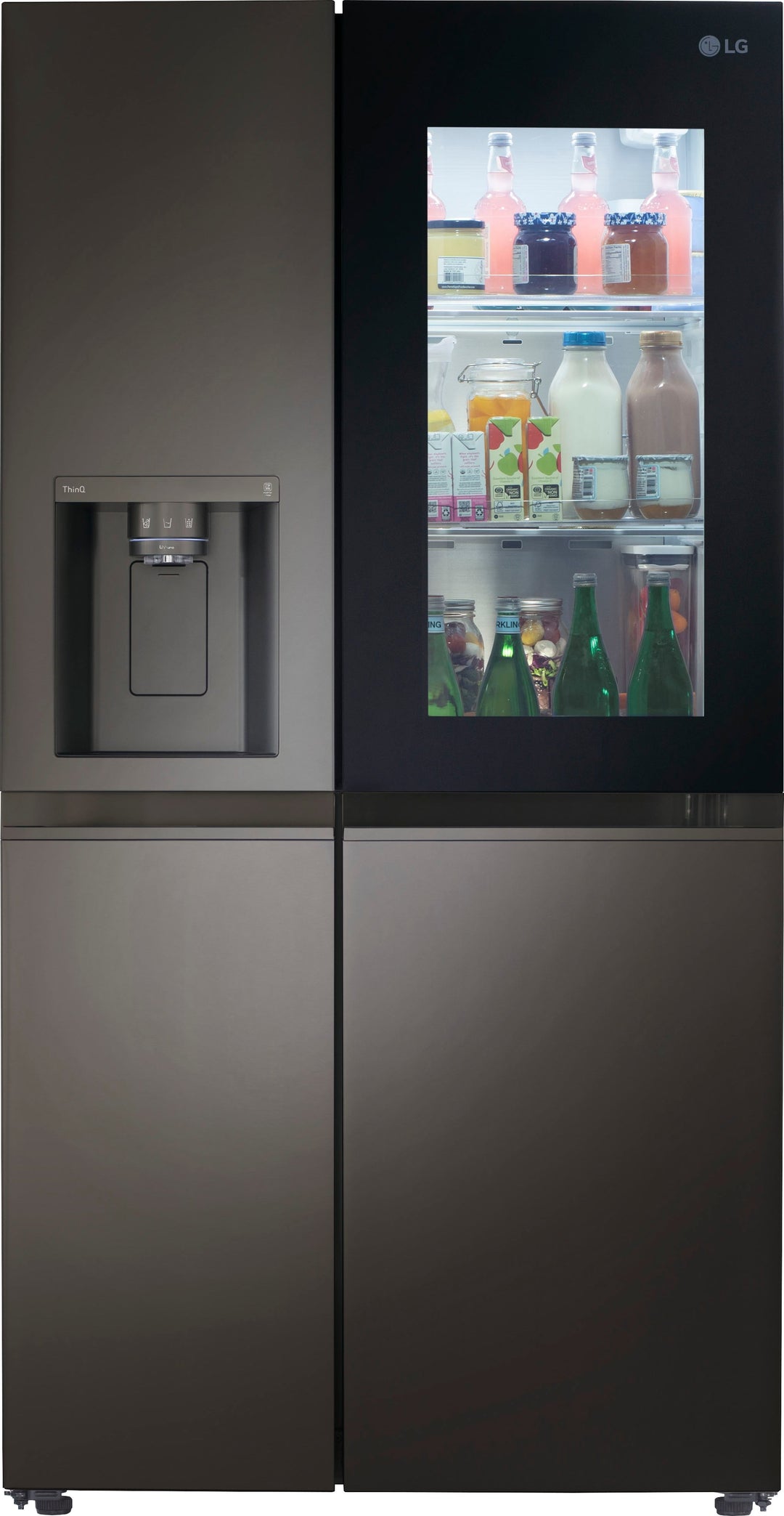 LG - 27 Cu. Ft. Side-by-Side Smart Refrigerator with Craft Ice and InstaView - Black stainless steel_0
