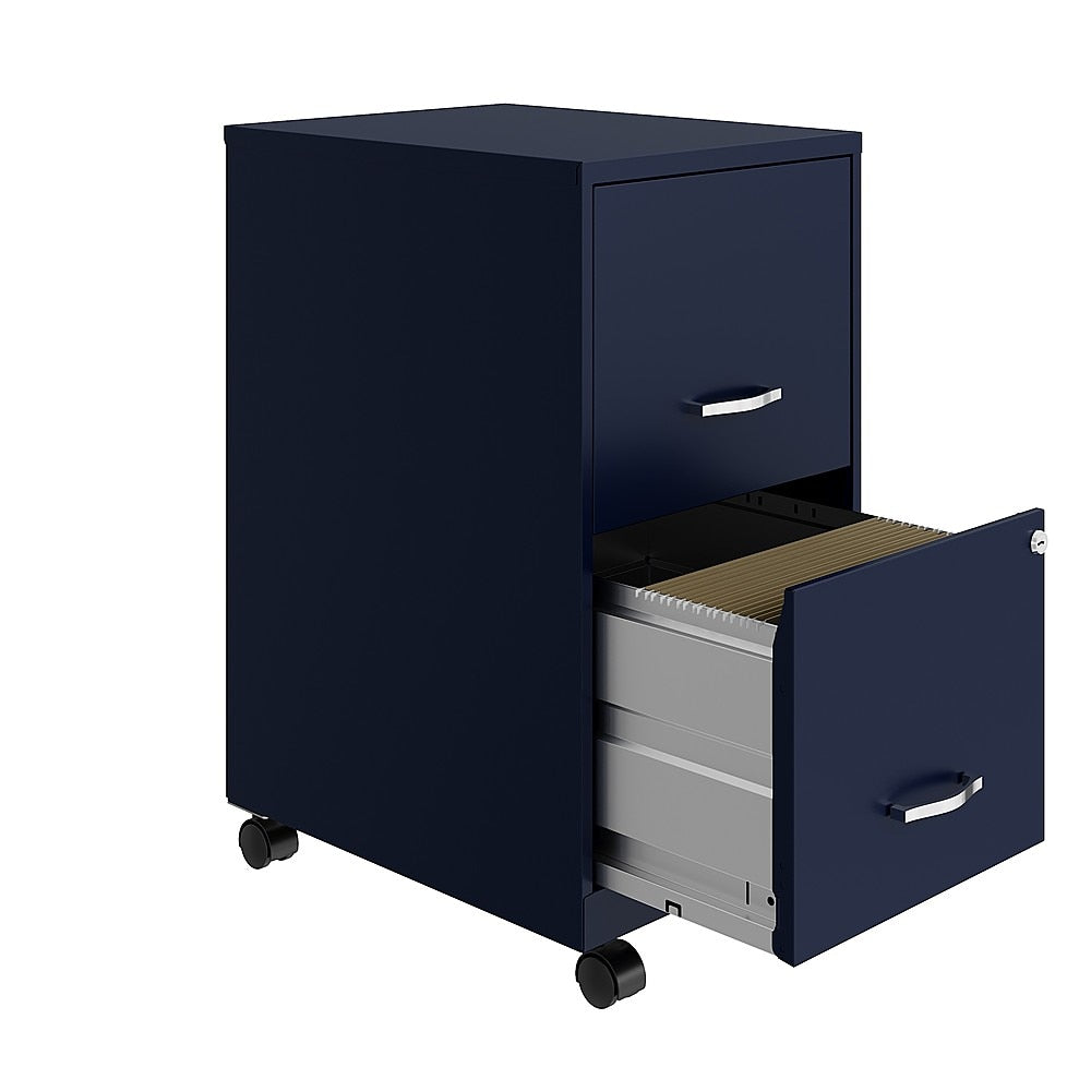 Space Solutions - 18" 2 Drawer Mobile Smart Vertical File Cabinet - Navy_1