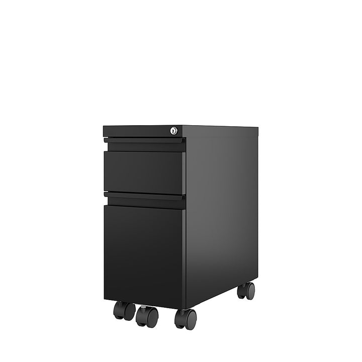 Hirsh 20-inch Deep Mobile Zip Pedestal 2-Drawer Box-File with Full Width Pull, Black - Black_3