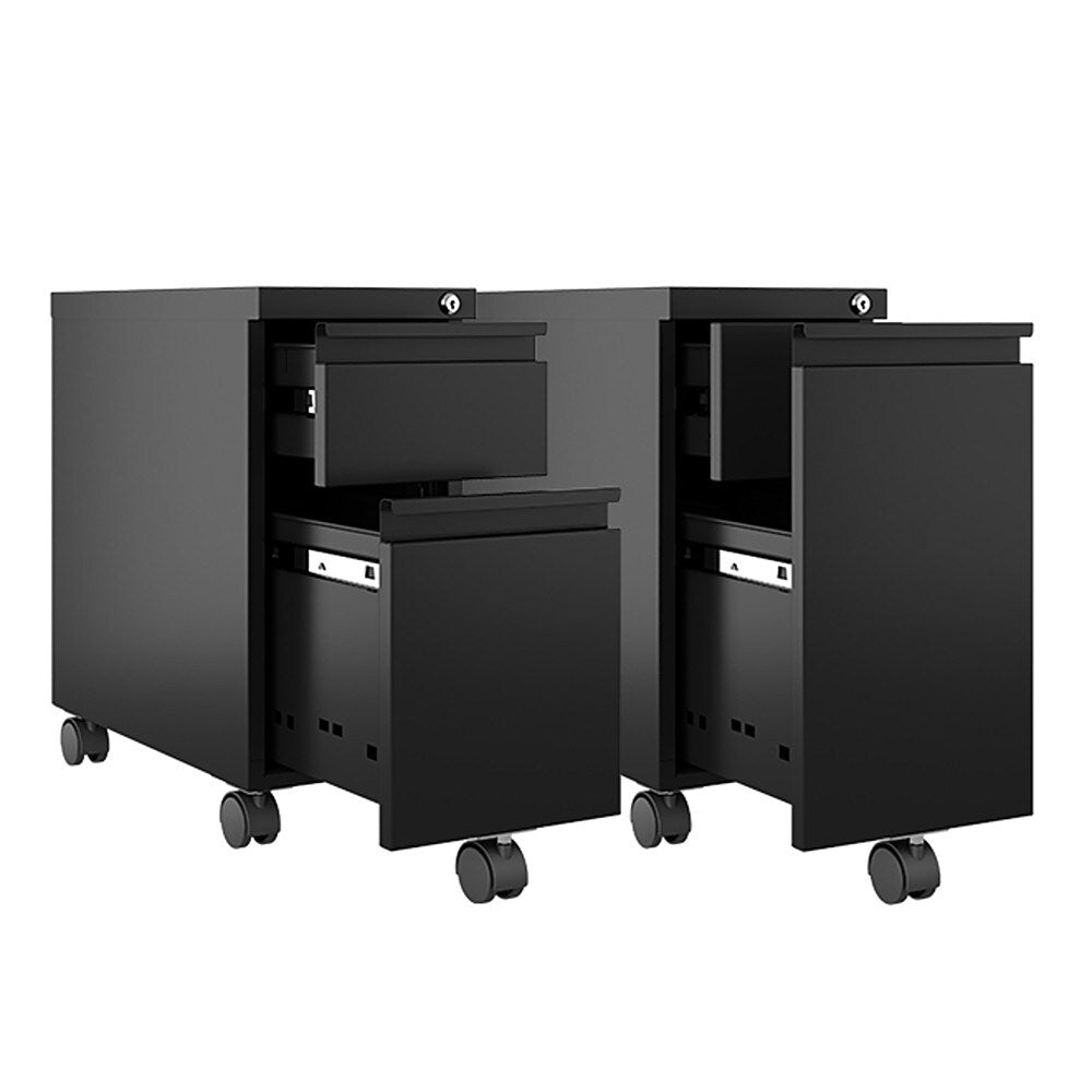 Hirsh 20-inch Deep Mobile Zip Pedestal 2-Drawer Box-File with Full Width Pull, Black - Black_1