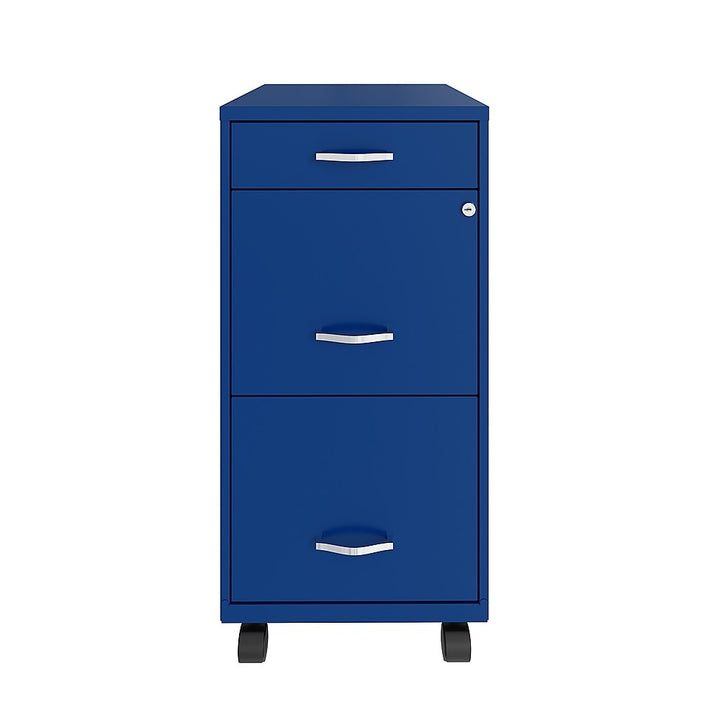 Space Solutions - 18" Deep 3 Drawer Mobile Metal File Cabinet with Pencil Drawer - Classic Blue_0