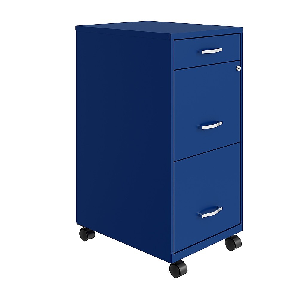 Space Solutions - 18" Deep 3 Drawer Mobile Metal File Cabinet with Pencil Drawer - Classic Blue_3
