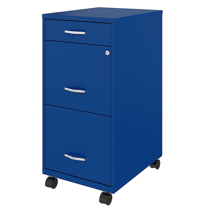 Space Solutions - 18" Deep 3 Drawer Mobile Metal File Cabinet with Pencil Drawer - Classic Blue_2