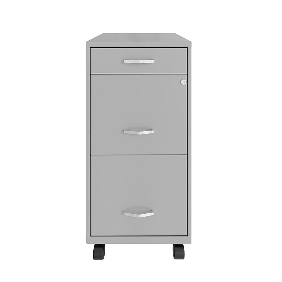Space Solutions - 18" Deep 3 Drawer Mobile Metal File Cabinet with Pencil Drawer - Arctic Silver_0