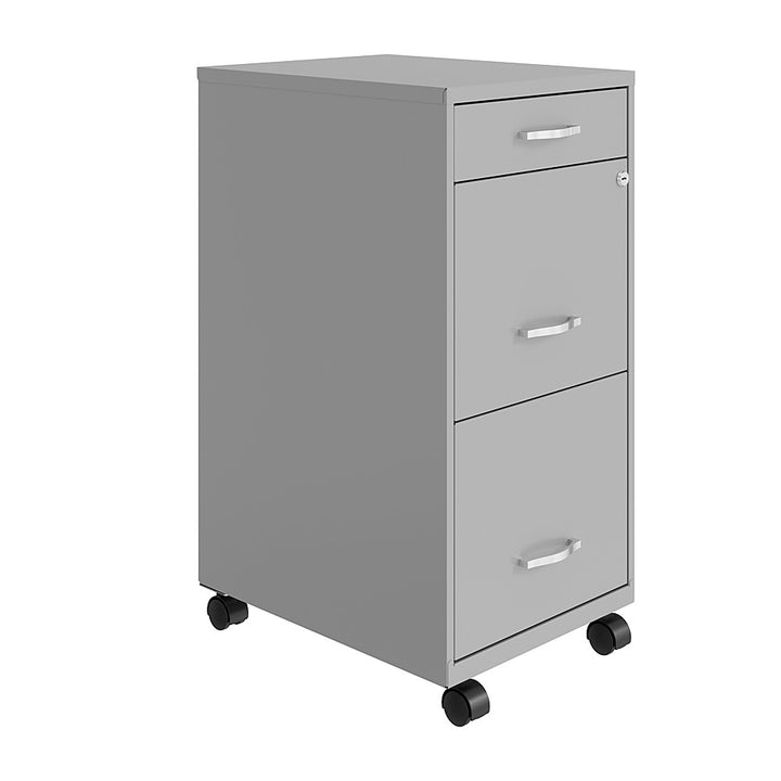 Space Solutions - 18" Deep 3 Drawer Mobile Metal File Cabinet with Pencil Drawer - Arctic Silver_2