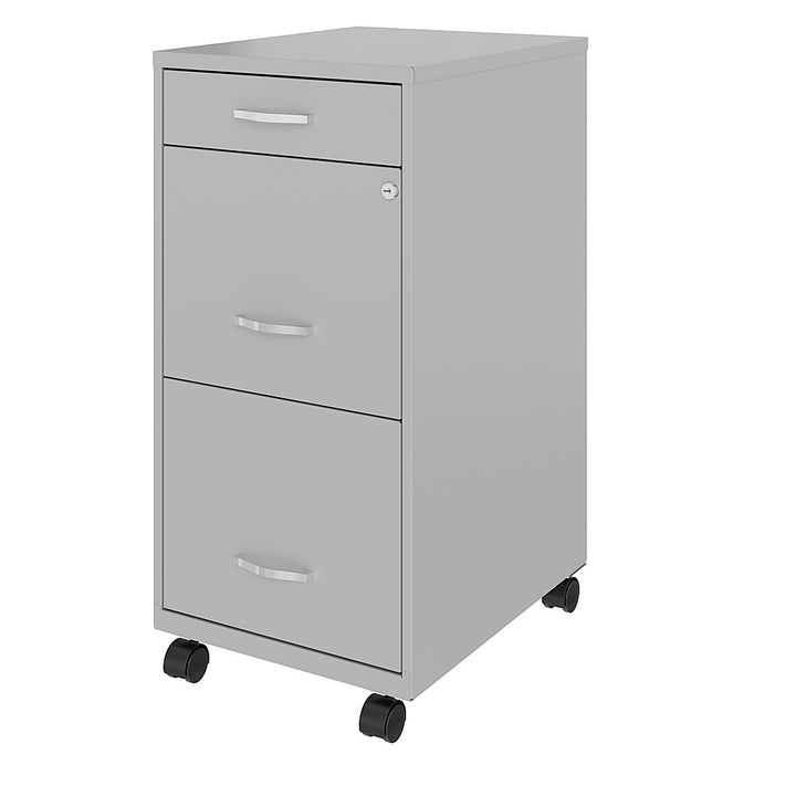 Space Solutions - 18" Deep 3 Drawer Mobile Metal File Cabinet with Pencil Drawer - Arctic Silver_3
