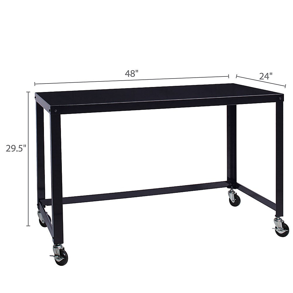 Hirsh - Ready-to-assemble 48-inch Wide Mobile Metal Desk - Black_2