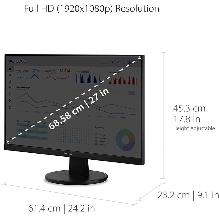 ViewSonic - 27 LCD FHD Monitor (DisplayPort VGA, HDMI) - Black_6