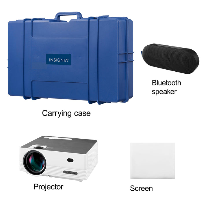 Insignia™ - Complete Outdoor Projector Kit with 91” Folding Screen, Projector, and Speaker - White_13