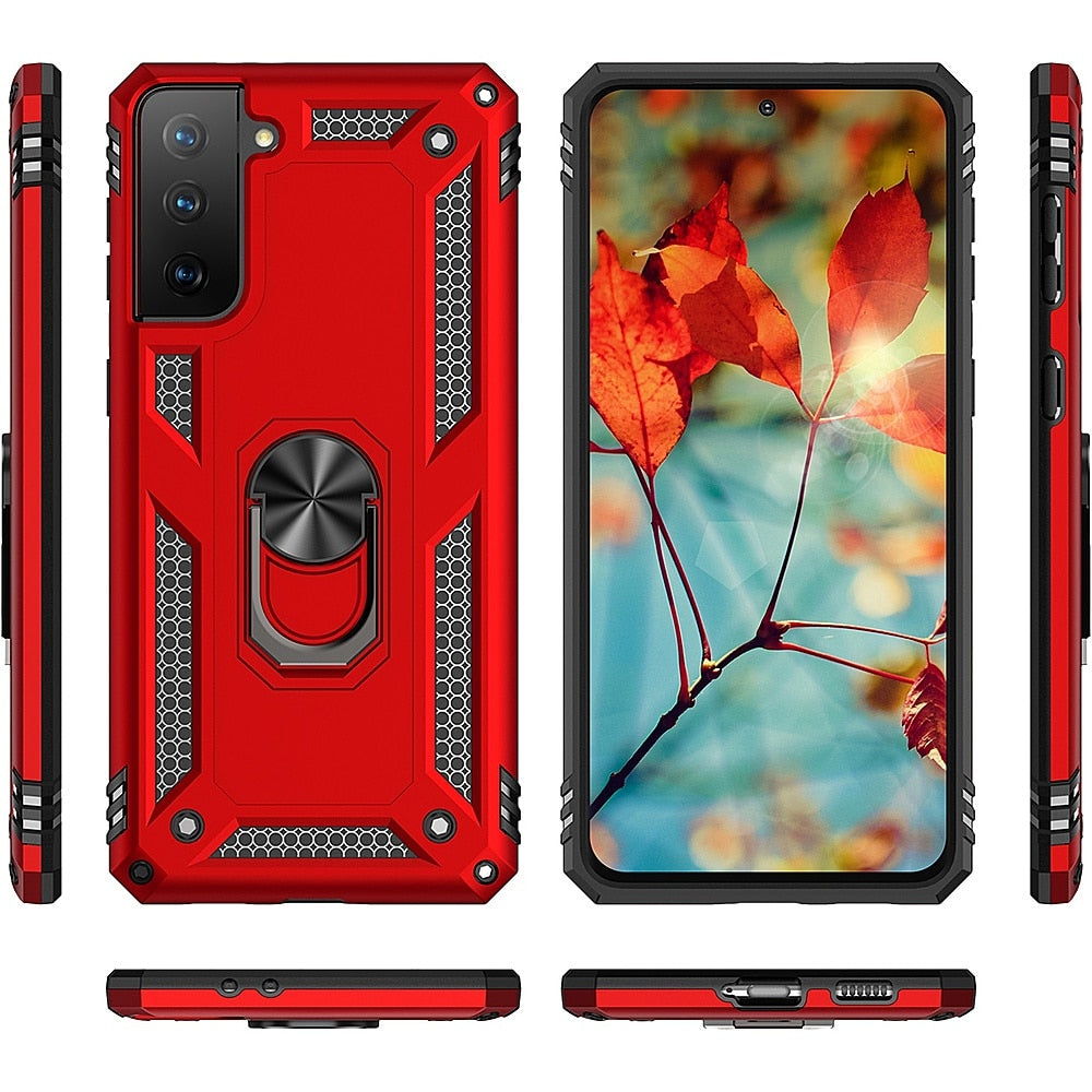 SaharaCase - Military Kickstand Series Case for Samsung Galaxy S21 FE 5G - Red_5