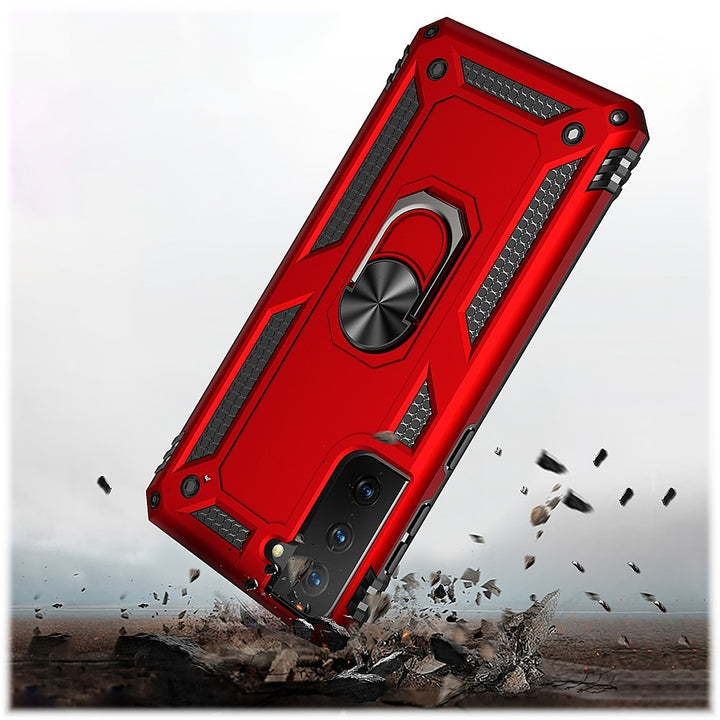 SaharaCase - Military Kickstand Series Case for Samsung Galaxy S21 FE 5G - Red_6