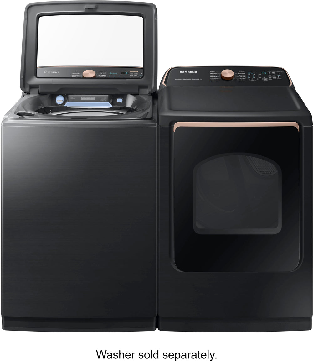Samsung - 7.4 cu. ft. Smart Electric Dryer with Steam Sanitize+ - Brushed black_1