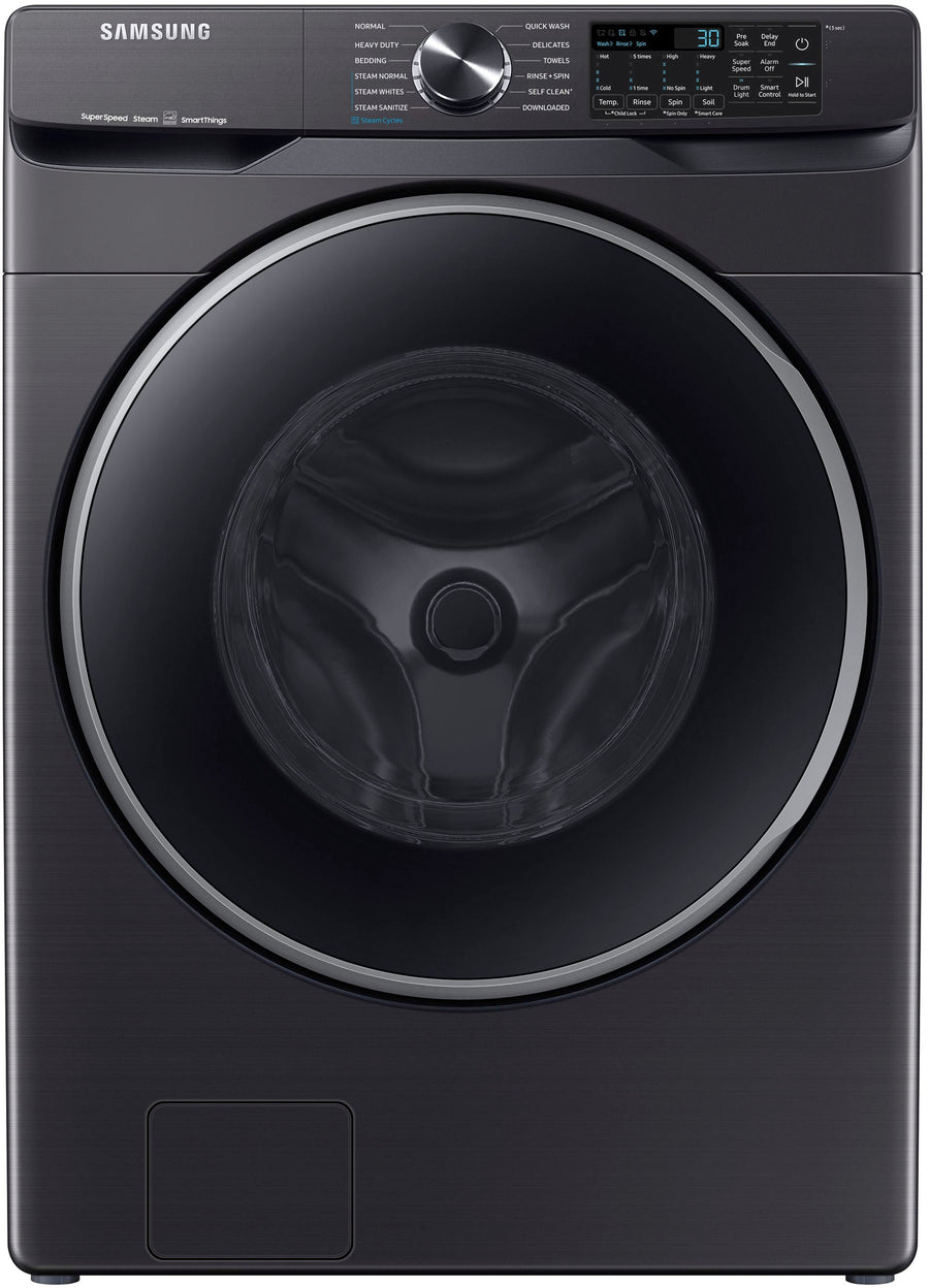Samsung - 5.0 cu. ft. Extra-Large Capacity Smart Front Load Washer with Super Speed Wash - Brushed black_0