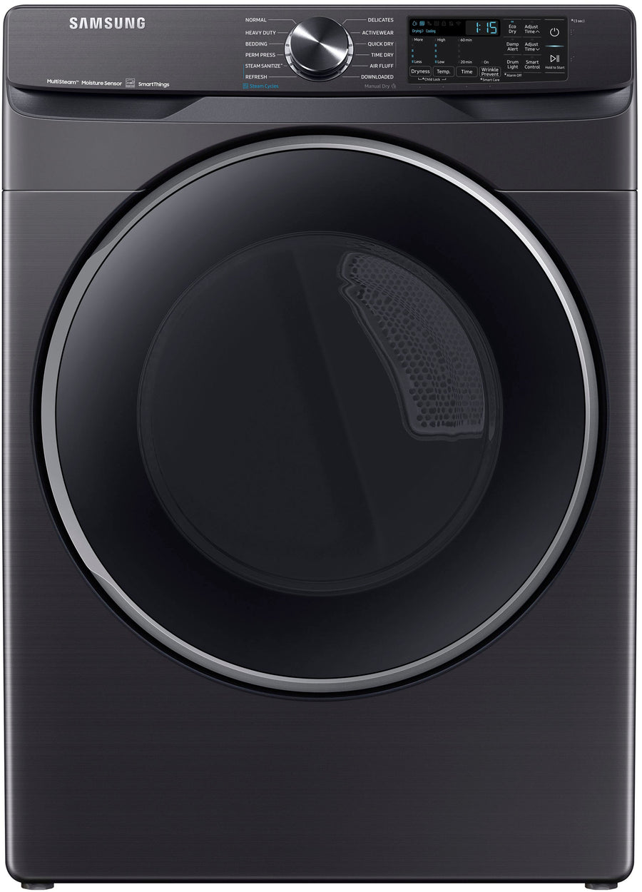 Samsung - 7.5 cu. ft. Smart Electric Dryer with Steam Sanitize+ - Brushed black_0