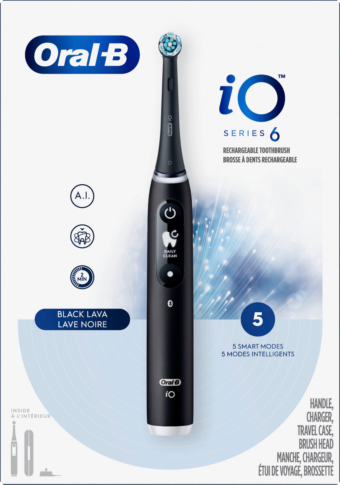 Oral-B - iO Series 6 Electric Toothbrush with Replacement Brush Head - Black_1