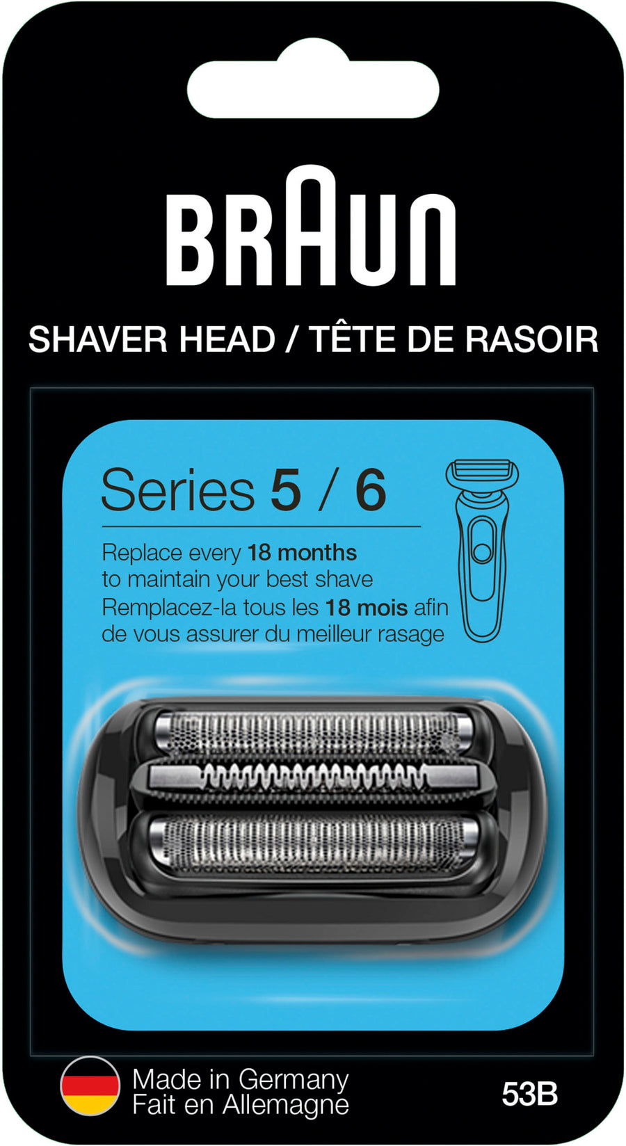 Braun - Series 5 53B Electric Shaver Head for Series 5 and Series 6 shavers - Black_0