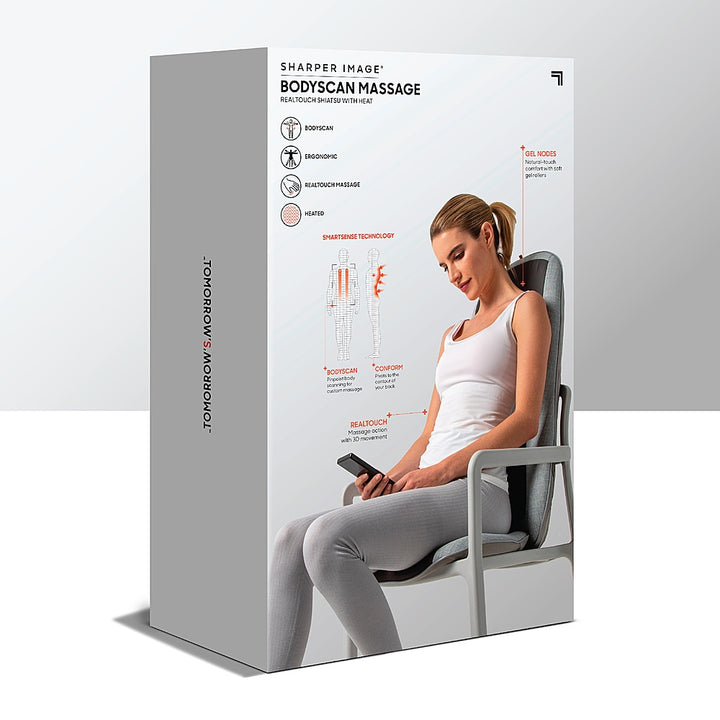 Sharper Image - Smartsense Shiatsu Realtouch Massaging Chair Pad - Grey_4