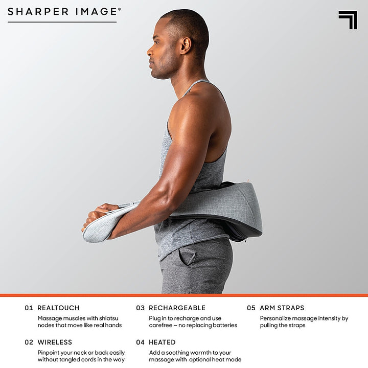 Sharper Image - Realtouch Shiatsu Massager - Grey_5