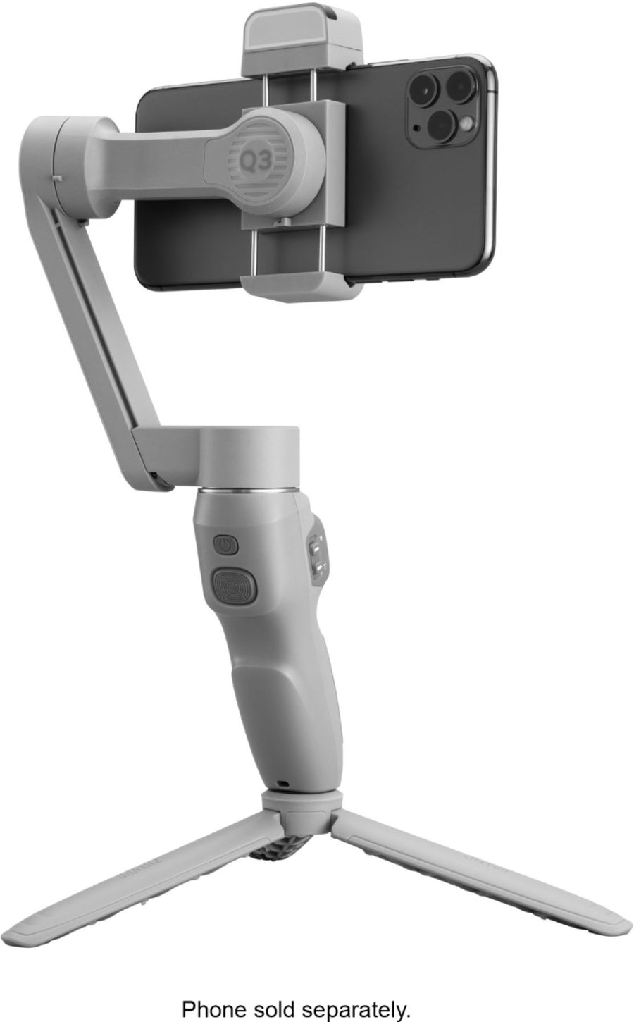Zhiyun - Smooth Q-3 Compact Folding 3-Axis Gimbal Stabilizer for phones w/ Built-in LED Video Light with detachable tri-pod stand - Gray_0