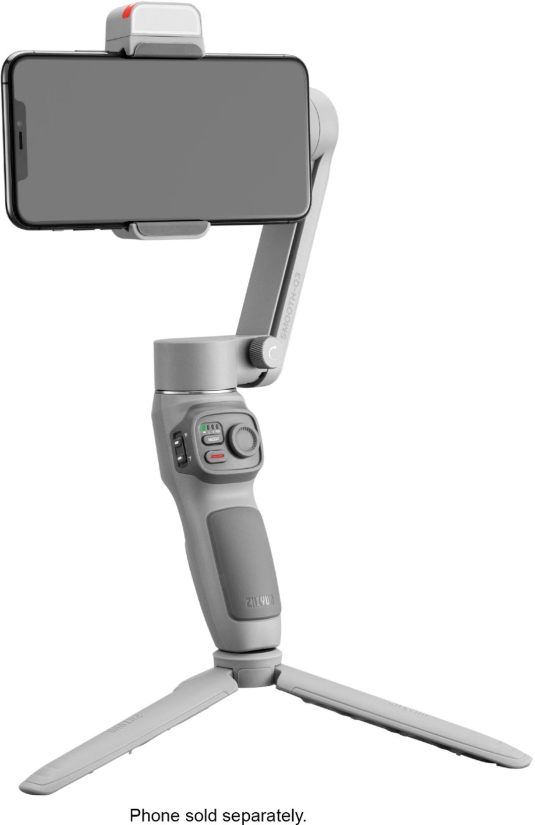 Zhiyun - Smooth Q-3 Compact Folding 3-Axis Gimbal Stabilizer for phones w/ Built-in LED Video Light with detachable tri-pod stand - Gray_22