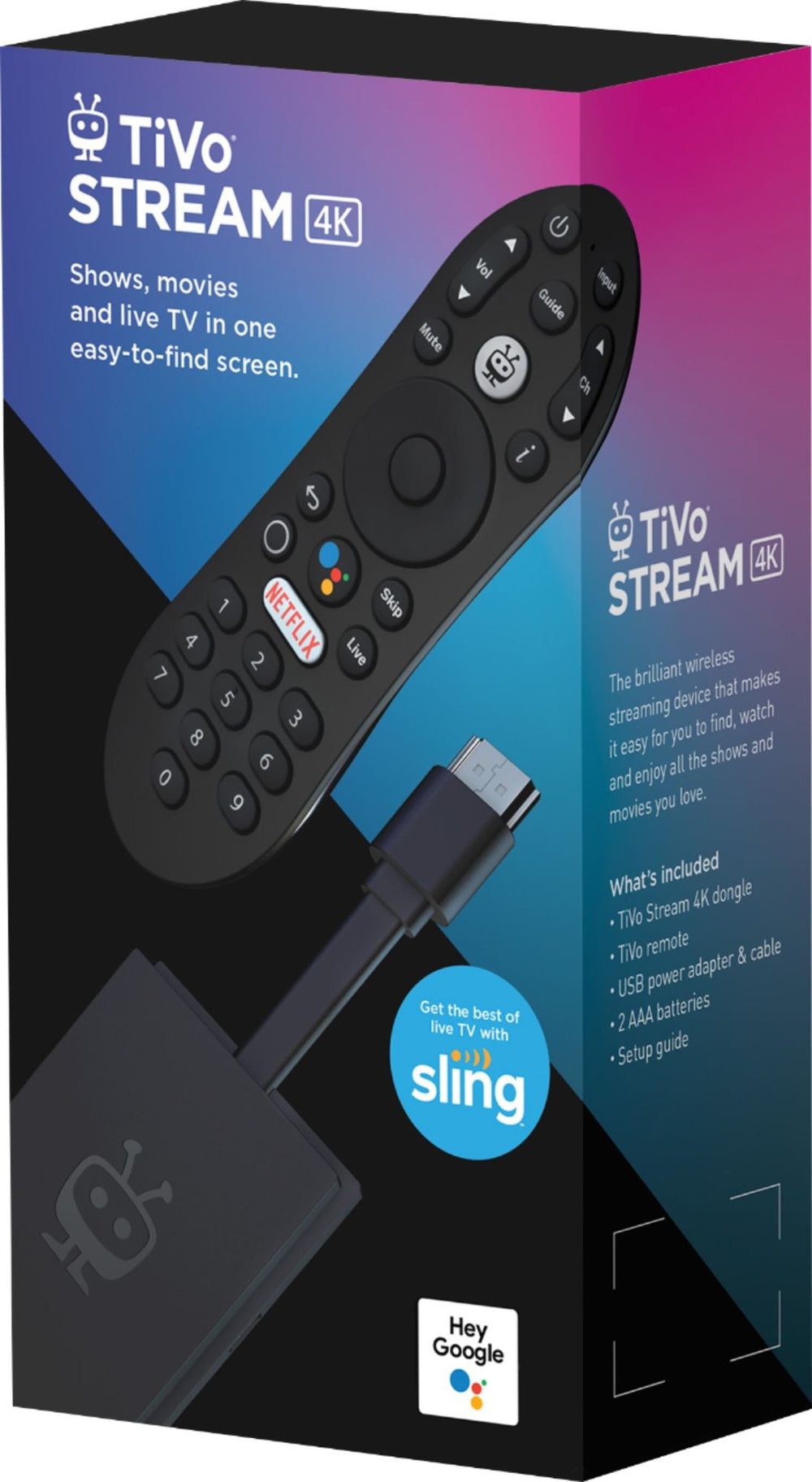 TiVo - Stream 4K UHD Streaming Media Player with Google Assistance Voice Control Remote - Black_1