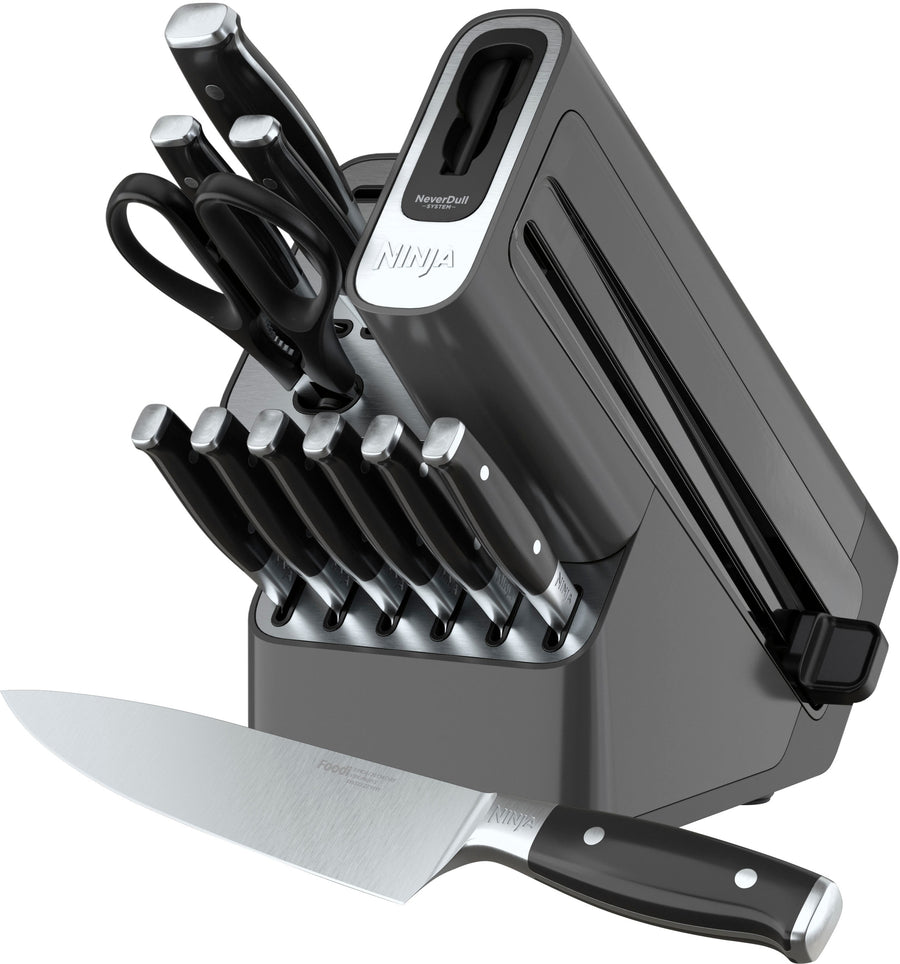 Ninja - Foodi NeverDull Premium 12-Piece Knife Block Set with Built-in Sharpener System - Black & Silver_0