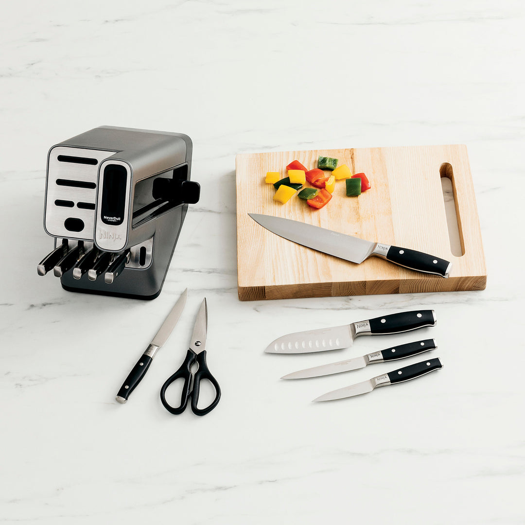 Ninja - Foodi NeverDull Premium 12-Piece Knife Block Set with Built-in Sharpener System - Black & Silver_1