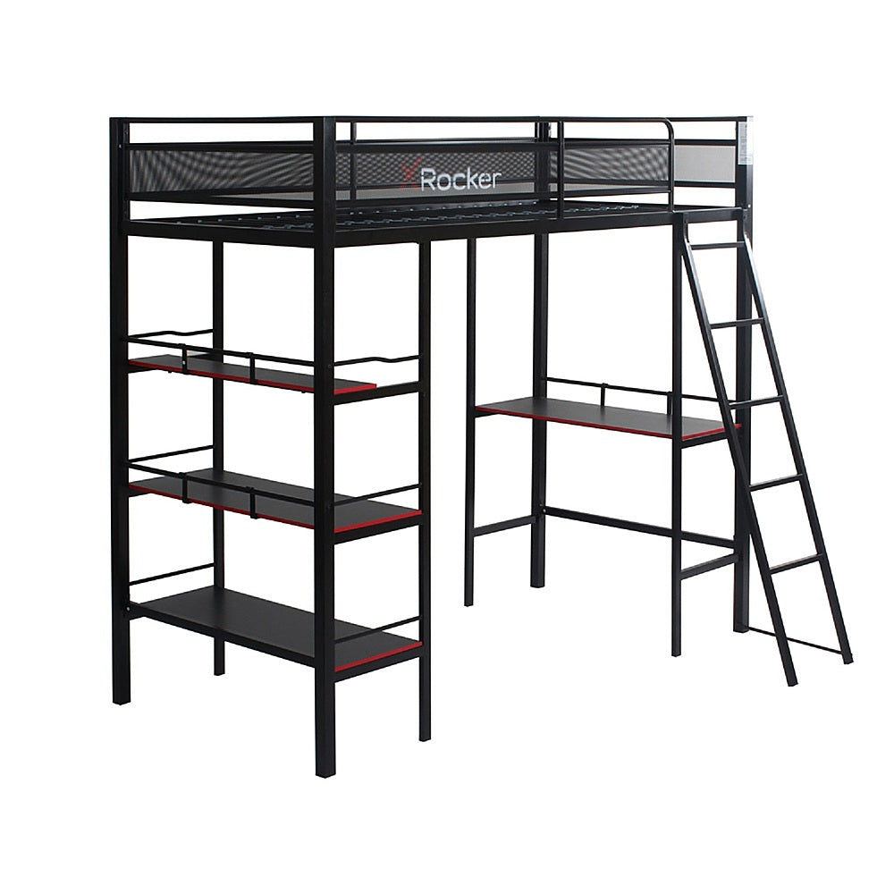 X Rocker - Fortress Gaming Bunk with Desk and Shelving - Black_1