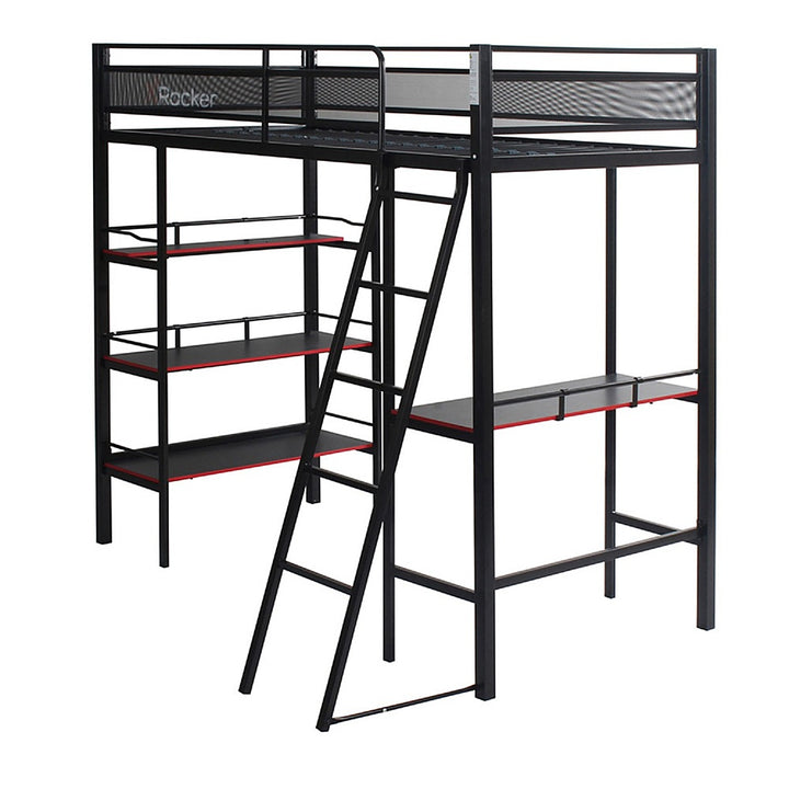 X Rocker - Fortress Gaming Bunk with Desk and Shelving - Black_0