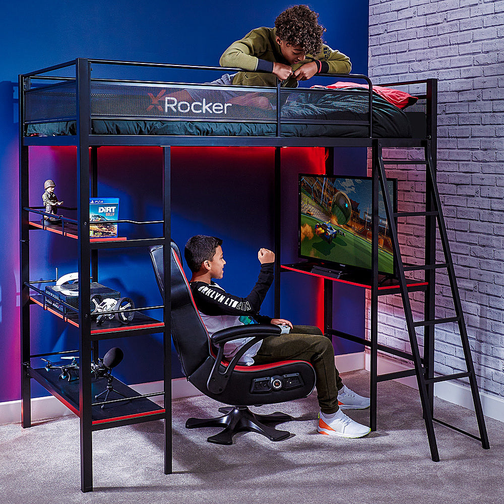 X Rocker - Fortress Gaming Bunk with Desk and Shelving - Black_5