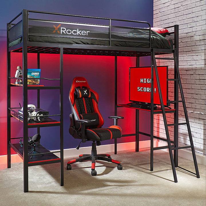X Rocker - Fortress Gaming Bunk with Desk and Shelving - Black_6