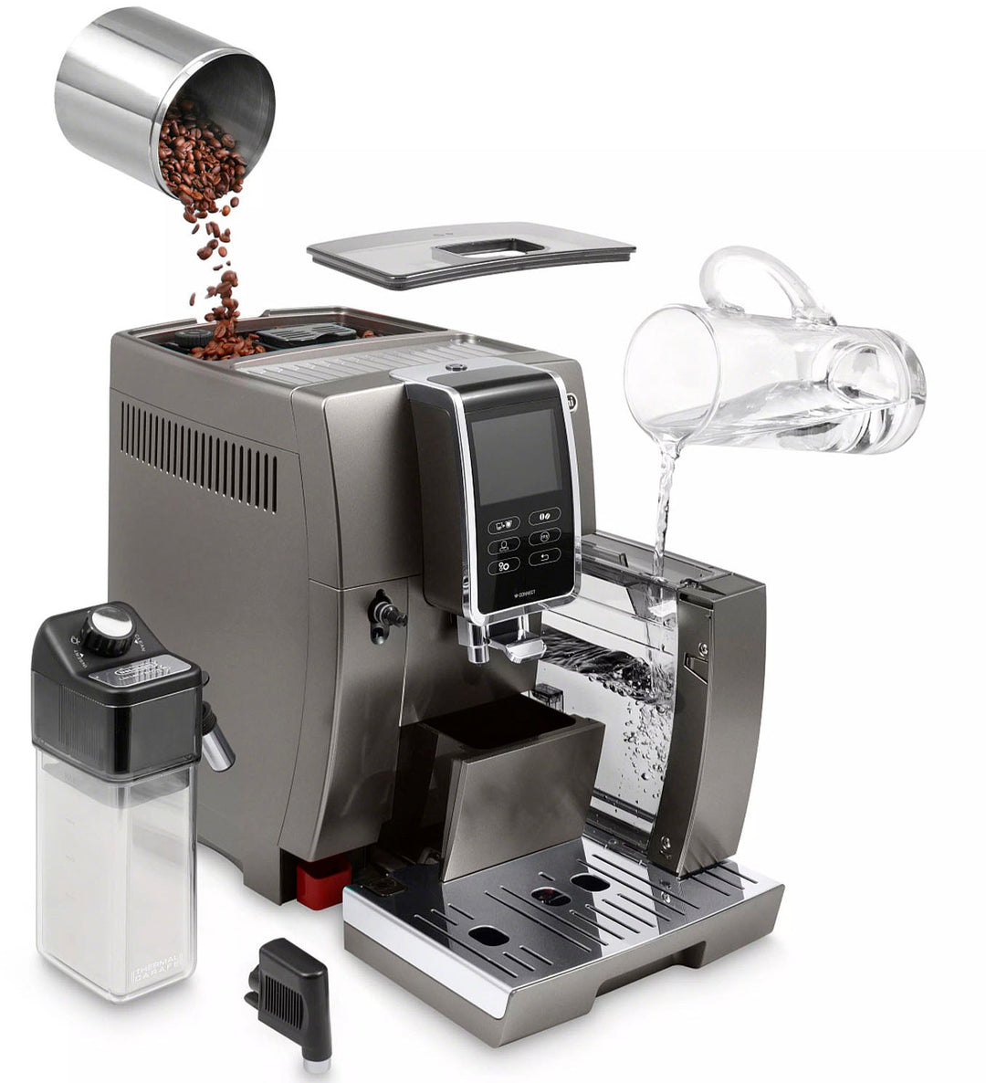 De'Longhi - Dinamica Plus Fully Automatic Espresso Machine with Built-in Grinder - Titanium_3