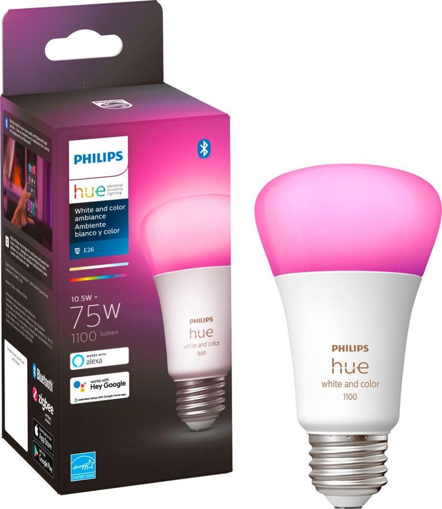 Philips - Hue White and Color Ambiance A19 Bluetooth 75W Smart LED Bulb_0