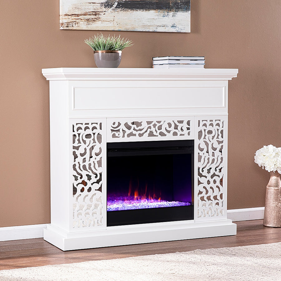 SEI Furniture - Wansford Color Changing Fireplace - White finish w/ mirror_0